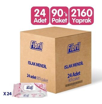 Fibril Gül Kokulu 90 Yaprak 24 Adet Islak Mendil