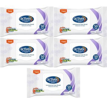 Activex Hassas Ciltler Antibakteriyel 50 Yaprak 5'li Islak Mendil