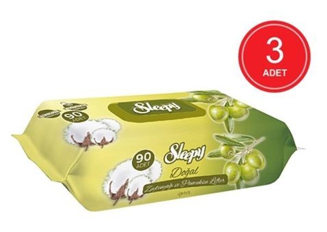 Sleepy Doğal Zeytinyağlı 90 Yaprak 3'lü Islak Mendil