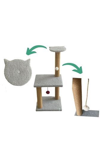 Nursoft Oyuncaklı Katlı 80 cm Kedi Tırmalama Direği