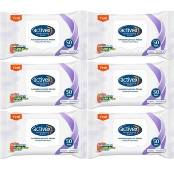 Activex Hassas Ciltler Antibakteriyel 50 Yaprak 6'lı Islak Mendil