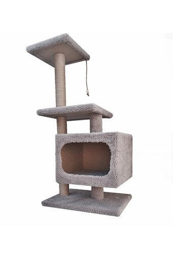 Turkuaz Oturaklı Oyuncaklı Katlı 92 cm Kedi Tırmalama Tahtası