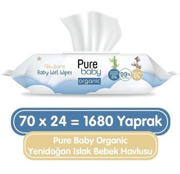 Pure Baby Yenidoğan 70 Yaprak 24'lü Islak Mendil