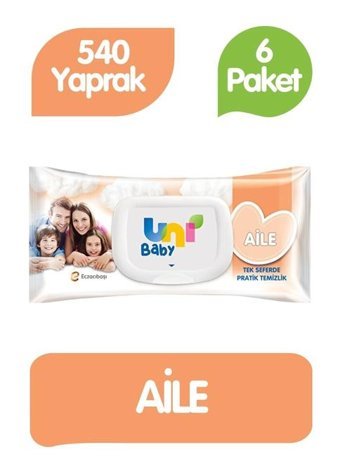 Uni Baby Aile 90 Yaprak 6'lı Islak Mendil