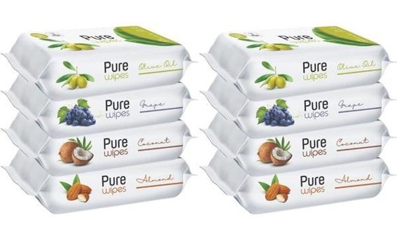 Pure Baby Wipes Zeytinyağlı 50 Yaprak 8'li Islak Mendil