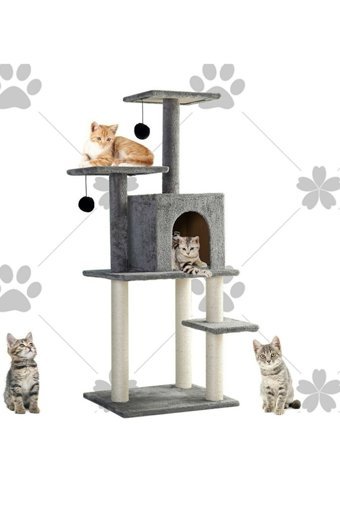 Nursoft Oyuncaklı Katlı 135 cm Kedi Tırmalama Evi