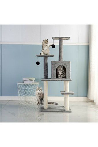 Nursoft Oyuncaklı Katlı 135 cm Kedi Tırmalama Evi