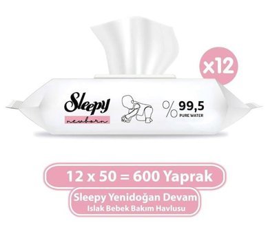 Sleepy Devam Yenidoğan 50 Yaprak 12'li Islak Mendil