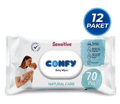 Confy Premium Sensitive 70 Yaprak 12'li Islak Mendil