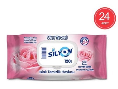 Silyon Gül Kokulu 120 Yaprak 24'lü Islak Mendil