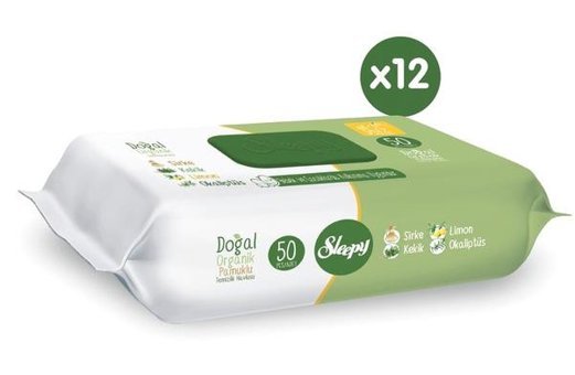 Sleepy Doğal Antibakteriyel 50 Yaprak 12'li Islak Mendil