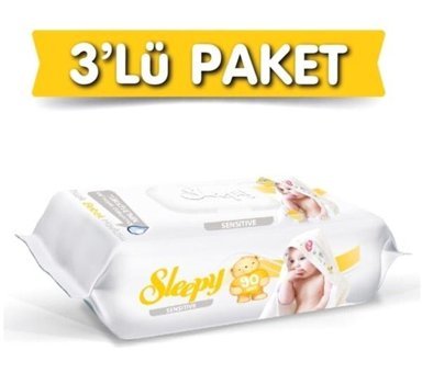 Sleepy Sensitive Yenidoğan Zeytinyağlı 90 Yaprak 3'lü Islak Mendil