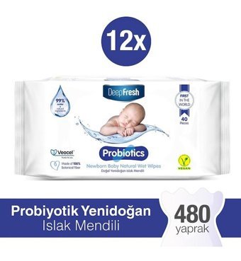 Deep Fresh Doğal Yenidoğan 40 Yaprak 12'li Islak Mendil