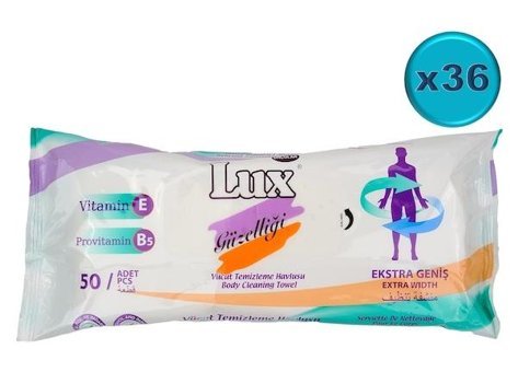Lux Hasta Vücut Temizleme 50 Yaprak 36'lı Islak Mendil