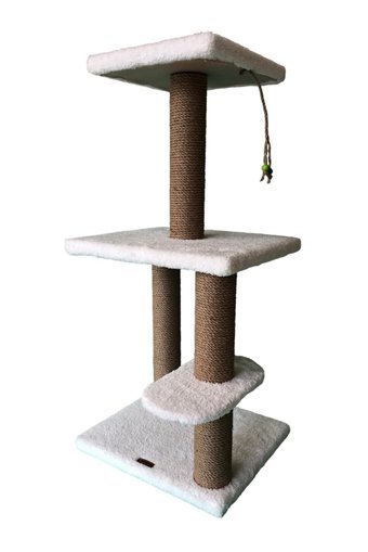 Armoni Oturaklı Oyuncaklı Katlı Kedi Tırmalama Tahtası Beyaz
