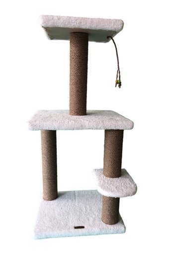 Armoni Oturaklı Oyuncaklı Katlı Kedi Tırmalama Tahtası Beyaz