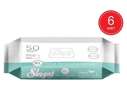 Sleepy Hassas Ciltlere Özel Xl 50 Yaprak 6'lı Islak Mendil