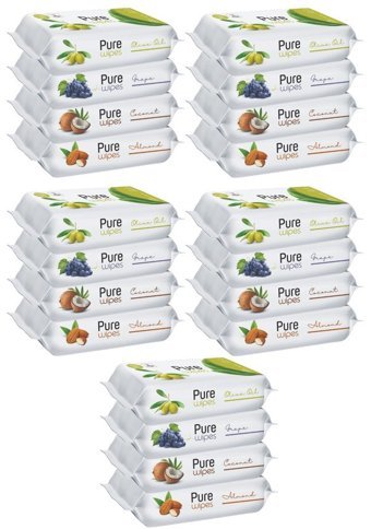 Pure Baby Wipes Zeytinyağlı 50 Yaprak 20'li Islak Mendil