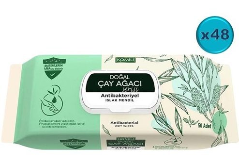 Komili Çay Ağacı Antibakteriyel 50 Yaprak 48'li Islak Mendil