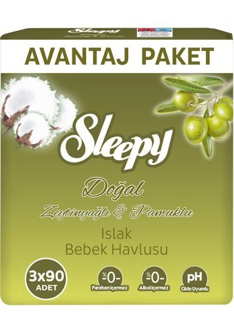 Sleepy Zeytinyağlı 90 Yaprak 3'lü Islak Mendil