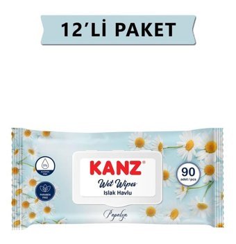 Kanz Papatya Kokulu Yenidoğan 90 Yaprak 12'li Islak Mendil