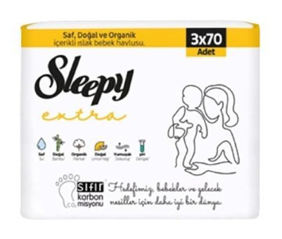 Sleepy Extra 70 Yaprak 3'lü Islak Mendil