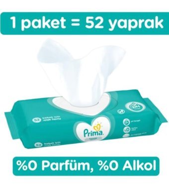 Prima Hassas Ciltler 52 Yaprak Islak Mendil