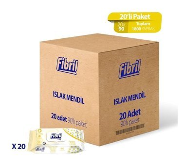 Fibril Care Papatya Kokulu 90 Yaprak 20'li Islak Mendil