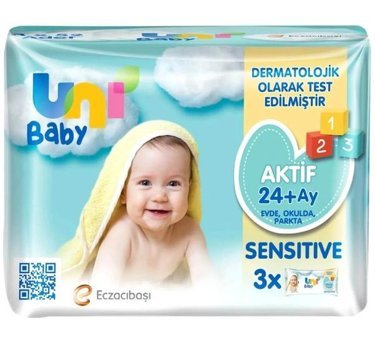 Uni Baby Aktif Sensitive 52Yaprak 3'lü Islak Mendil