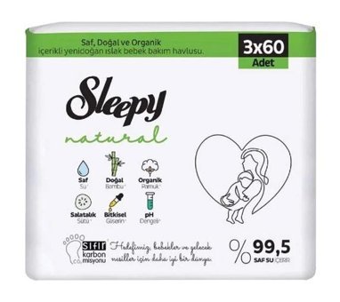 Sleepy Natural 60 Yaprak 6'lı Islak Mendil
