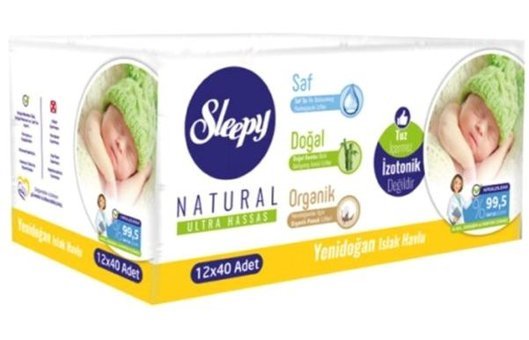 Sleepy Natural Ultra Hassas Yenidoğan 12 Yaprak 2'li Islak Mendil