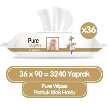 Pure Baby Wipes Organik 90 Yaprak 36'lı Islak Mendil