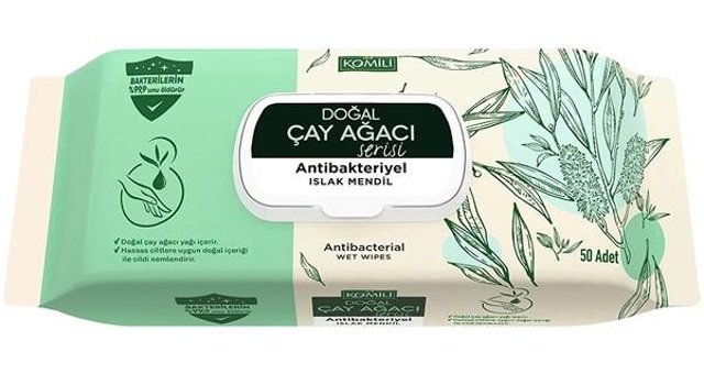 Komili Çay Ağacı Antibakteriyel 50 Yaprak Islak Mendil
