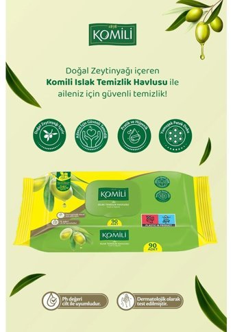 Komili Zeytinyağlı 90 Yaprak 48'li Islak Mendil