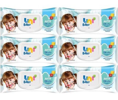 Uni Baby 90 Yaprak 6'lı Islak Mendil