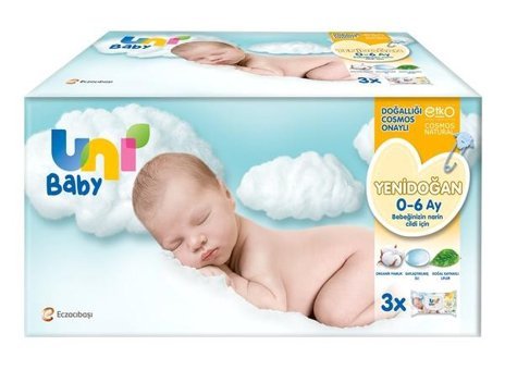 Uni Baby Pamuk Yenidoğan 40 Yaprak 3'lü Islak Mendil
