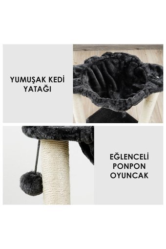 Raikou Oturaklı Oyuncaklı 40 cm Kedi Tırmalama Tahtası