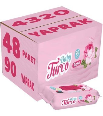 Baby Turco Gül Kokulu 90 Yaprak 48'li Islak Mendil