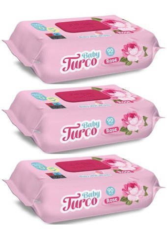Baby Turco Gül Kokulu 90 Yaprak 3'lü Islak Mendil