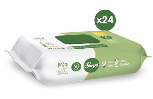 Sleepy Doğal Antibakteriyel 50 Yaprak 24'lü Islak Mendil