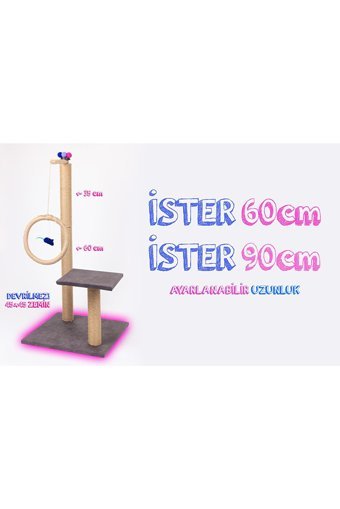 Alaped Oturaklı Oyuncaklı Katlı 95 cm Kedi Tırmalama Tahtası