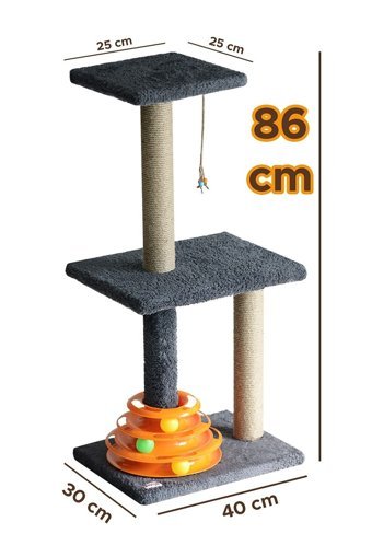 Kayton Oturaklı Oyuncaklı Katlı 86 cm Kedi Tırmalama Direği