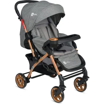 4 Baby AB-350 Active Plus Çift Yönlü Katlanabilir 360 Derece Dönen Tam Yatar Puset Bebek Arabası Gri