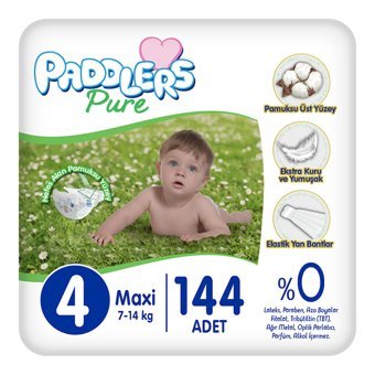 Paddlers Pure 4 Numara Cırtlı Bebek Bezi 144 Adet
