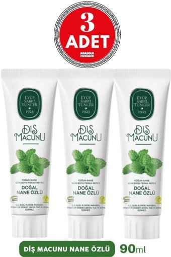 Eyüp Sabri Tuncer Vegan Naneli Organik Florürsüz Diş Macunu 3x90 ml