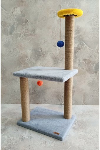 Catoys Oturaklı Oyuncaklı Katlı 60 cm Kedi Tırmalama Tahtası