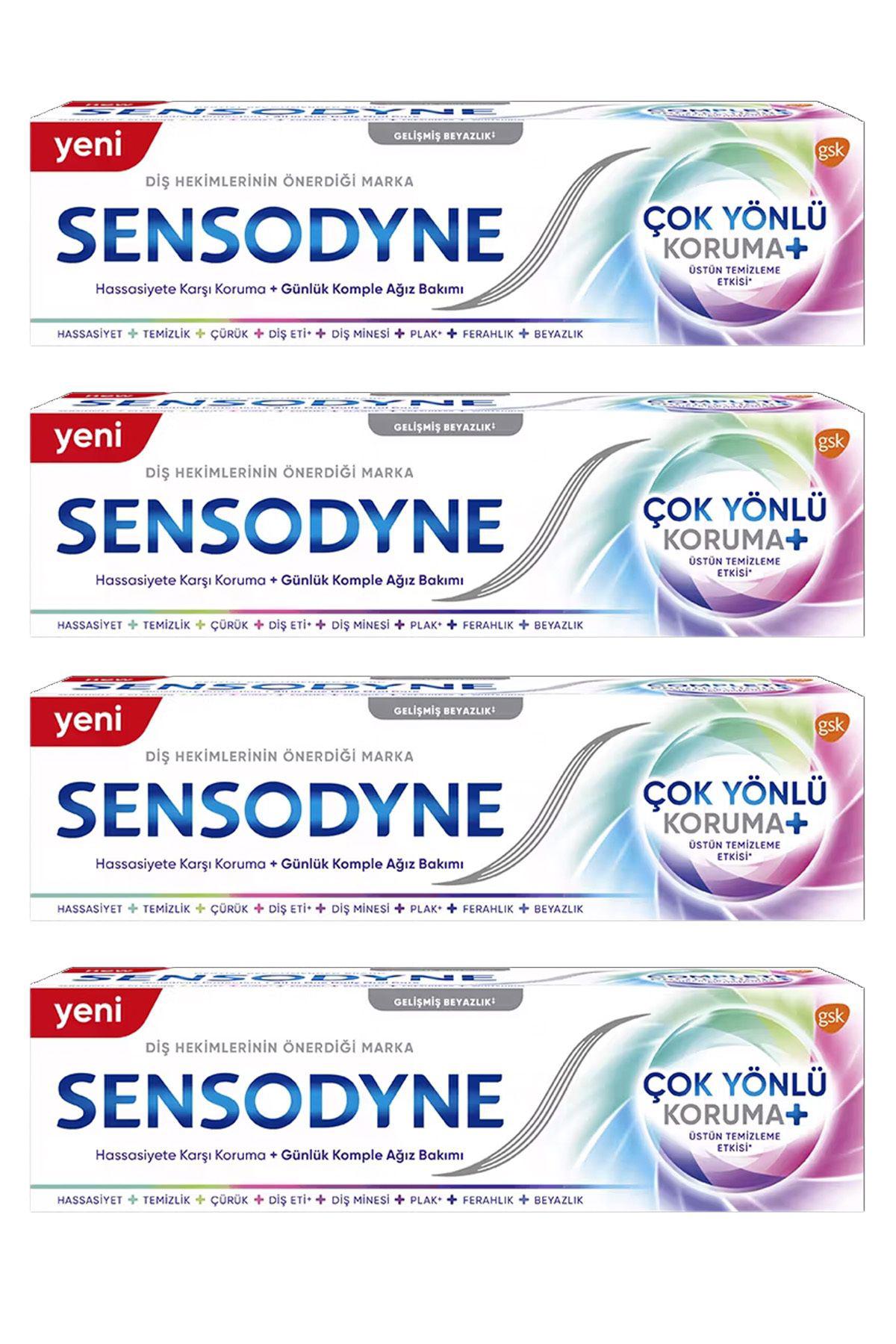 Sensodyne Çok Yönlü Koruma Gelişmiş Beyazlık Naneli Florürlü Diş Macunu 4x50 ml