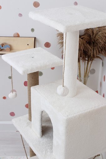 Nursoft Oturaklı Oyuncaklı Katlı 165 cm Kedi Tırmalama Evi