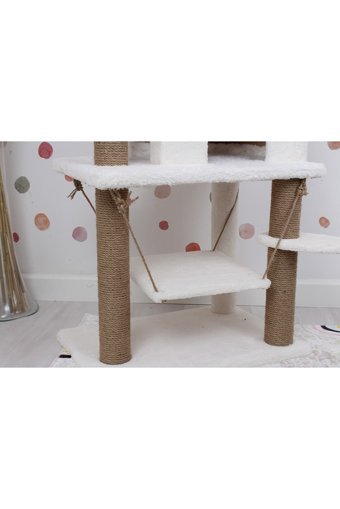 Nursoft Oturaklı Oyuncaklı Katlı 165 cm Kedi Tırmalama Evi