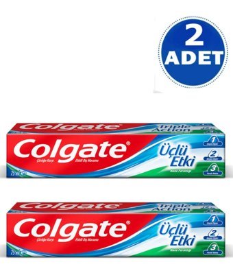 Colgate Üçlü Etki Naneli Florürlü Diş Macunu 2x75 ml